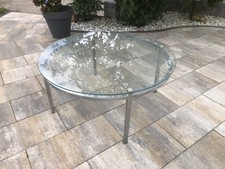 Glastisch 70er, Couchtisch, Wohnzimmertisch, Chrom, rund 100 cm Durchmesse..