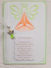 Grußkarte FADENGRAFIK + handgefertigtem Schutzengel ** Taufe Kommunion Geburt 17