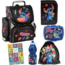 Schulranzen für Jungen und Mädchen 6er-Set - Schul-Rucksack Lilo und Stitch