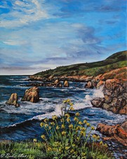 Acrylbild.Handgemalt. Leinwand .40x50cm.Küste.ungerahmt.Unikat.