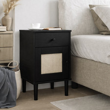 Nachttisch Rattan-Look Schwarz