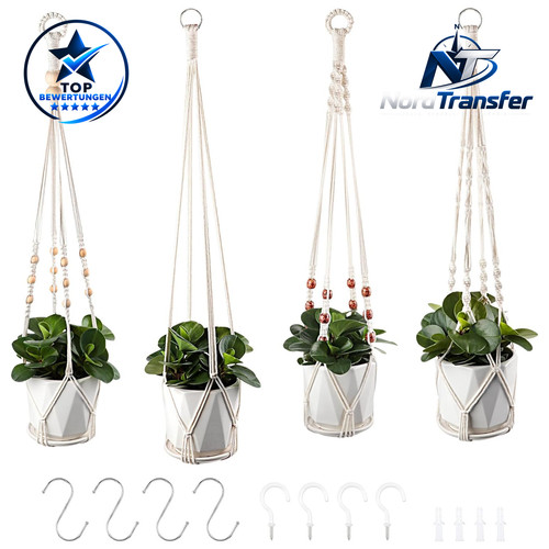 Makramee blumenampeln 4er set - blumenampeln, 4er-set