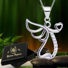 Zirkonia Schutzengel Herz Anhänger Kette 925 Silber Damen Mädchen Engel Kette