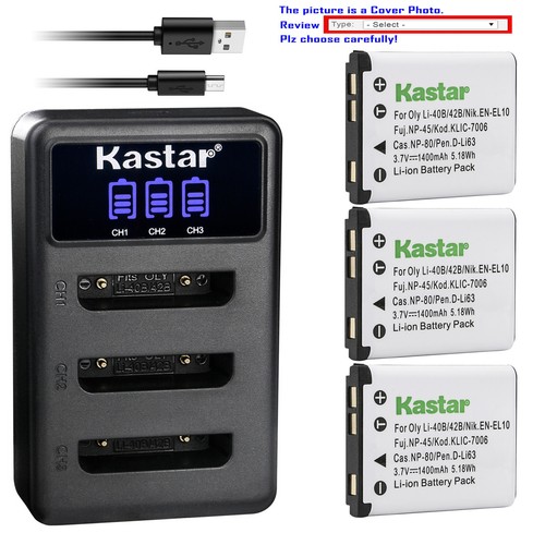 Kastar battery triple - battery, usb
