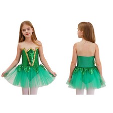 Mädchen Weihnachten Elfe Kostüm Glitzer Pailletten Tutu Ballettkleid Karneval