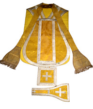 SAMMELNSWERT!! TOLLES MESSGEWAND BAROCK GOLD KASEL BASSGEIGE MIT SILBER BORTE