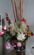 Henkelvase groß Vintage mit Trockenblumenstrauß