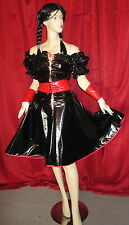 Lackdirndl Oktoberfest Schürze weiter Rock Bavarian Vinyldirndl 