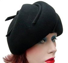 Damen Hut festlich Pillbox runde Form schwarz Klassiker Damenhüte Anlasshüte 