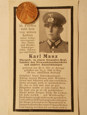 Sterbebild Soldat 2.WK  gefallen 1944 Grenadier