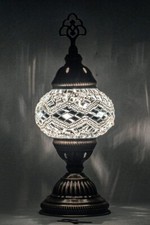 Mosaiklampe Große Kugel 9 cm S Silber Handgefertigt Orientalisch Glass 