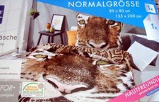 MERADISO Renforce-Wendebettwäsche 135 x 200 Tiger+ Muster braun .