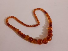 Alte Bernsteinkette, Oliven 1,7-0,8 cm Butterscotch Länge 65cm Art Deco 42,19g