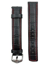 HIRSCH Grand Duke Uhrenarmband Leder Krokoprägung Schwarz 2cm Herren