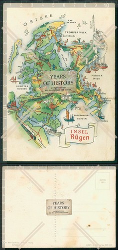 Landkarte insel rügen - ak,