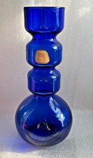 Bubblevase mit Kugelbauch dunkelblau Alfred Taube vintage