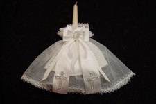 Kerzenrock mit Unterrock  Kommunion  creme/silber (D3,5-5cm)