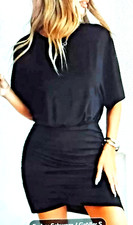 Damenkleid  kuz  schwarz  lockeres oberteil mini kleid party Abendkleid
