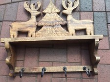 Rustikale Holz Wandgarderobe mit 4 Haken