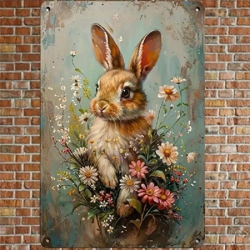 Blechschild kaninchen hase - kaninchen,
