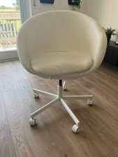 Drehsessel weiß, Lederoptik, verstellbar, Zustand: gebraucht