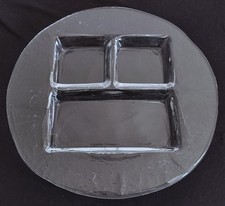 Snackplatte Servierplatte Teller Platte Glas Crashglasoptik Rund Vintage