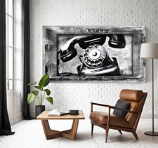 Leinwand Bild Telefon Retro Schwarz Weiß Wandbilder XXL Wohnzimmer Deko 1781A
