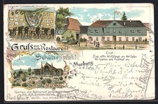 Lithographie Marburg a. d. Lahn, Restaurant Schützenpfuhl, Kneipe der Turnersch 
