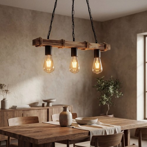 Hängelampe geflammtes holz - holz, b