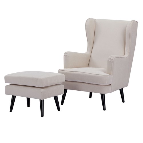 Ohrensessel mit hocker beige - mit,