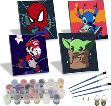 yumcute Malen Nach Zahlen,4pcs Malen Nach Zahlen Kinder DIY Handgemalt Gemälde 