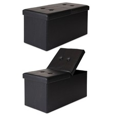 dibea faltbarer Sitzhocker mit Klappdeckel 76x38x38 cm Box Kunstleder schwarz