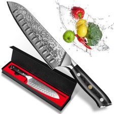 Zoll damast santoku messer - 7-zoll,