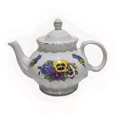 Vintage Porzellan Arthur Wood & Son Stiefmütterchen Blumen Teekanne 6618. 