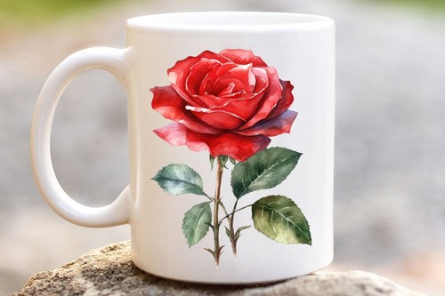 Aquarell rote rose tasse - rote,
