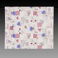 Tischdecke helles Grau mit Herz, Landhaus, Lavendel 175x140 100% Baumwolle NEU