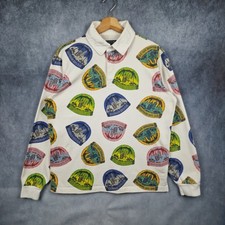 Billionaire Boys Club Poloshirt Medium Langarm Allover Print weiß Baumwolle