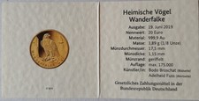 Echtheitszertifikat für 20 Euro Goldmünze -BRD-2019-Wanderfalke OHNE MÜNZE !!!