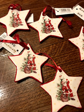 Hänger Christbaumschmuck Nostalgie beidseitiges Dekor, Porzellan, Neu, Stern