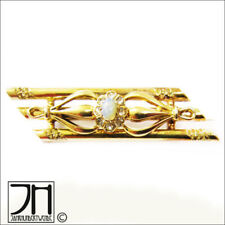 Jugendstil Brosche Silber vergoldet Opal weiße Steine