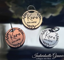 HUNDEMARKE + Gravur individuell 1+2 Seitig Gravur Hund Katze Gold Silber Kupfer