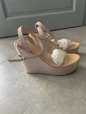 Süsse Beige Keilabsatz Sandalen Mit Strass Besetzt, Neu In Gr39