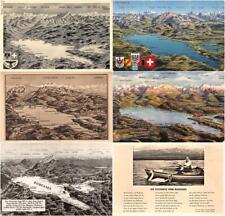 6x alte Litho Foto AKs Bodensee Topographie Alpengipfel Lageplan Fischerin Lied