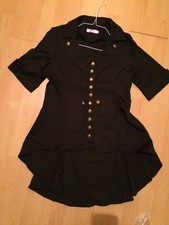 Schickes Damenoberteil asymmetisch + Goldknöpfe Größe M Schwarz Business Gothic 
