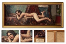 Großes antikes Gemälde Akt