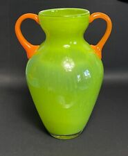 MARC AUREL: Grosse Amphore, Amphorenvase Vase Glas grün orange xl, 28 cm