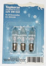 3x Spitzkerze E10 Ersatzbirnen Glühbirne Topkerzen Lichterkette Schwibbogen 12V