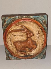Spanische Volkskunst-Holzblock mit Tierkreis-Motiven, 1950er Jahre - Steinbock