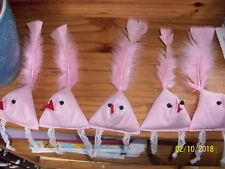 Osterdekoration Stoff Vogel mit künstliche Federn 5Stück Rosa Tilda Frühling Neu