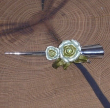 Haarspangen, Damen, Rose, Metall, Grün - Silber